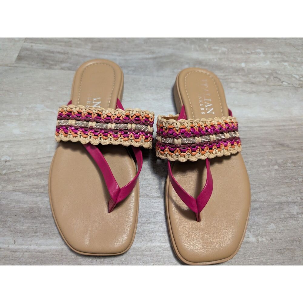 pink and tan sandals
